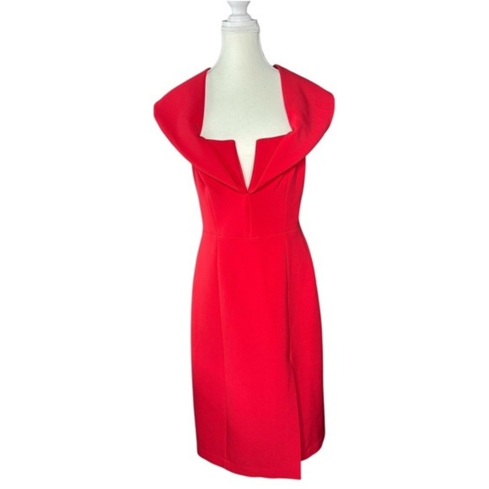 BCBGMAXAZRIA Women's Marquise Red Party‎ Drape V-Neck Sheath Dress Size 10